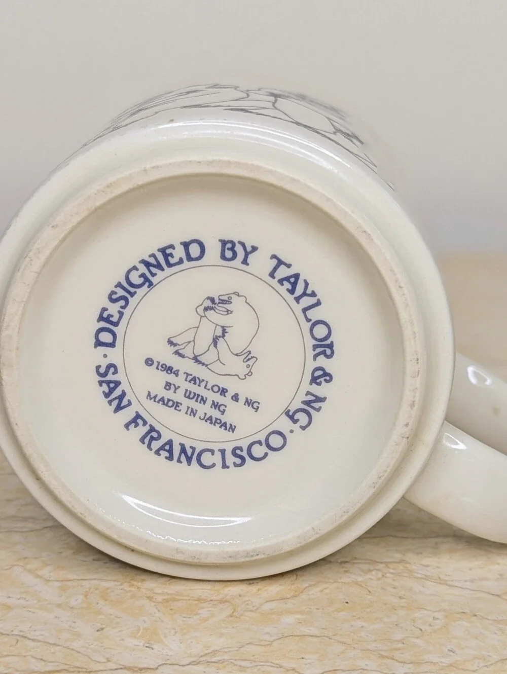Vintage Taylor & NG Naughty Sexy Bears Orgy Blue Grey White Coffee Mug Cup